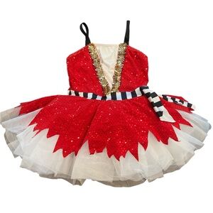 Sparkling Red and White Kids Costume Dress